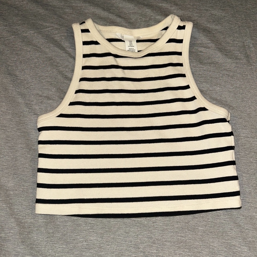 Striped Sleeveless Crop Top
